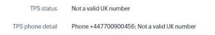 A Zoho CRM contact showing the TPS status and TPS phone detail fields after a check